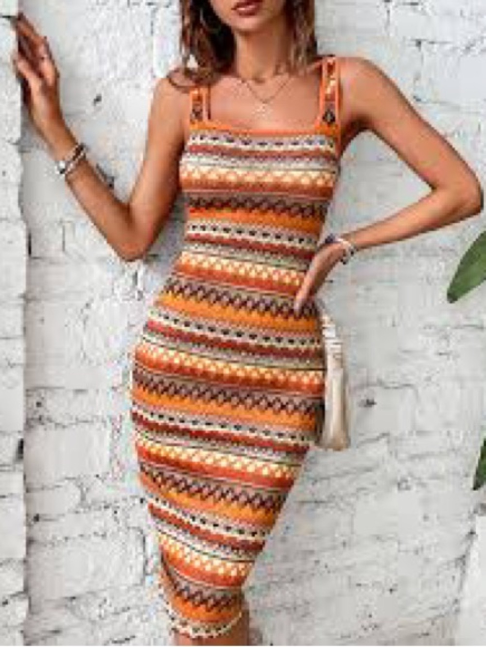 Emery Rose Crochet Knit Summer Midi Body-con Dress